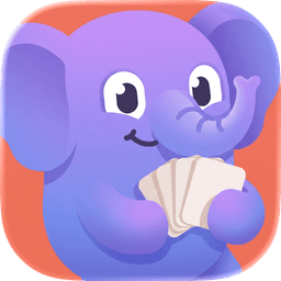 Dumka flashcards app icon — a friendly purple elephant