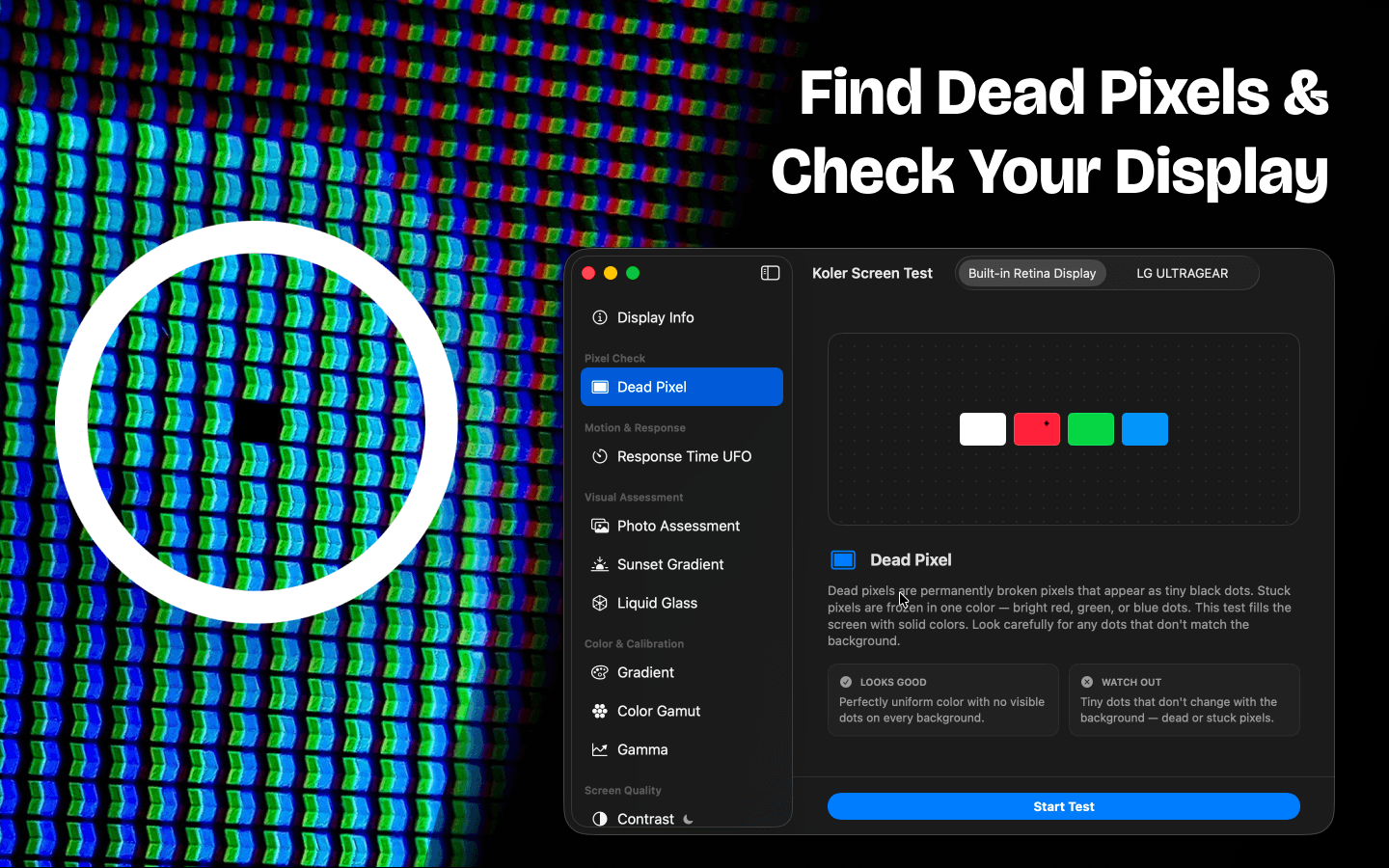 Find Dead Pixels & Check Your Display