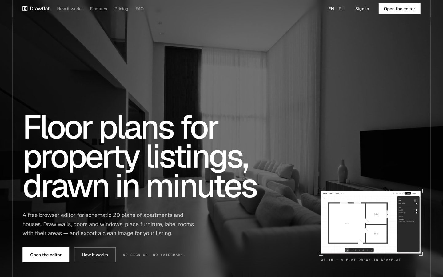 drawflat.com — floor plans for property listings, drawn in minutes